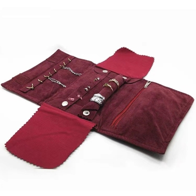 ขนาดที่กำหนดเอง PU Travel Jewelry Organizer ม้วน 8.1 '' * 0.8 '' * 5.9 ''