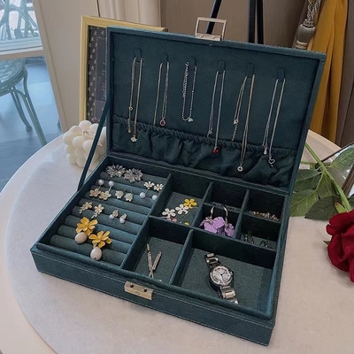 Morandi Blue Suede Luxury Travel Jewelry Case ขนาดที่กำหนดเองผู้จัดเครื่องประดับเดินทาง