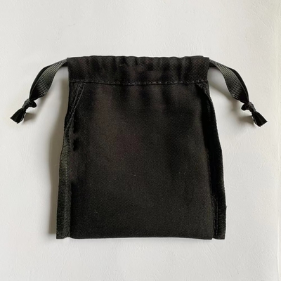 โลโก้ที่กำหนดเองกระเป๋าเครื่องประดับ Drawstring กระเป๋าเครื่องประดับผ้าฝ้ายด้วยริบบิ้น Grosgrain