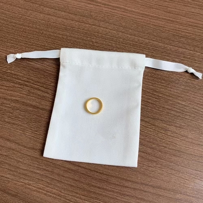 OEM CMYK พิมพ์กระเป๋าเครื่องประดับ Drawstring ด้วยริบบิ้นผ้าฝ้าย
