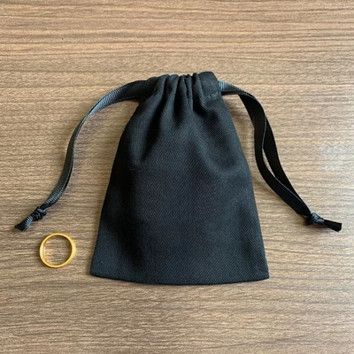 OEM CMYK พิมพ์กระเป๋าเครื่องประดับ Drawstring ด้วยริบบิ้นผ้าฝ้าย