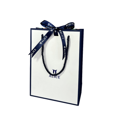 โลโก้ที่กำหนดเอง White Blue Jewellery กระเป๋าถือถุงกระดาษของขวัญสำหรับการช็อปปิ้ง