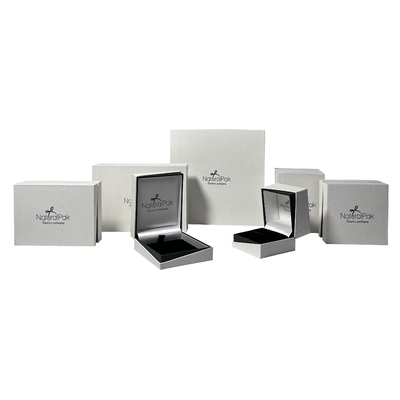 กล่องบรรจุภัณฑ์แหวนจี้สีขาวปิดหอย PU Jewellery Gift Box