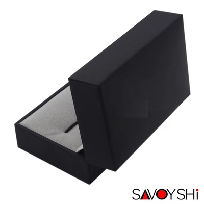 ของขวัญหนังเทียมสีดำกล่องบรรจุ Cufflink Boxes บรรจุภัณฑ์ด้วย Elastic