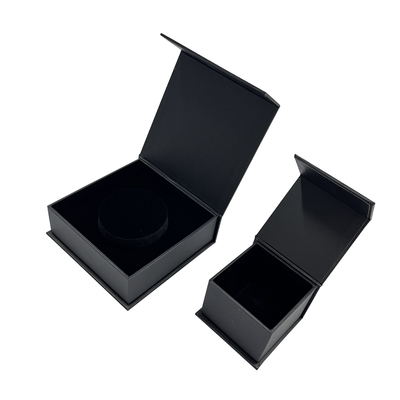 Black Clamshell Magnetic Closure กล่องเครื่องประดับขนาดที่กำหนดเองกล่องกระเป๋าสตางค์กระดาษแข็ง