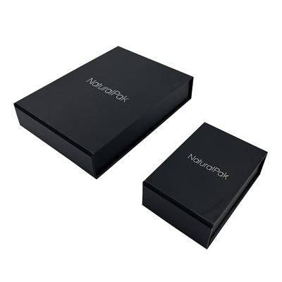 Black Clamshell Magnetic Closure กล่องเครื่องประดับขนาดที่กำหนดเองกล่องกระเป๋าสตางค์กระดาษแข็ง