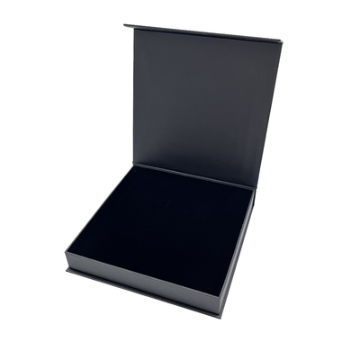 Black Clamshell Magnetic Closure กล่องเครื่องประดับขนาดที่กำหนดเองกล่องกระเป๋าสตางค์กระดาษแข็ง