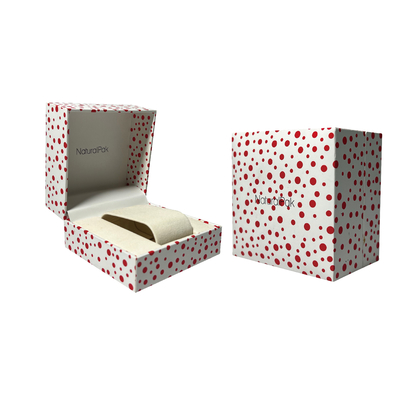 กล่องบรรจุภัณฑ์นาฬิกาข้อมือ Polka Dot Two Piece Lift Off Cardboard Gift Packaging