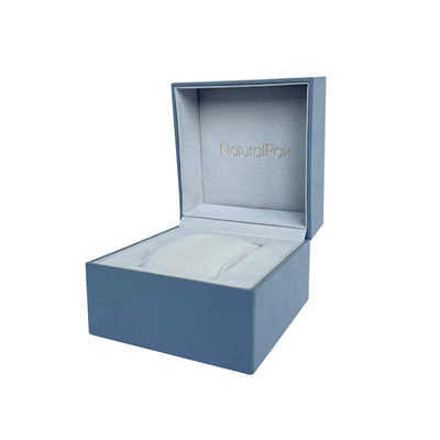 กล่องบรรจุภัณฑ์นาฬิกาข้อมือ Oem สีน้ำเงินแบบกำหนดเองรูปทรงสี่เหลี่ยม
