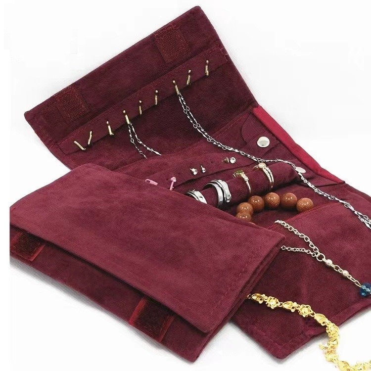 ขนาดที่กำหนดเอง PU Travel Jewelry Organizer ม้วน 8.1 '' * 0.8 '' * 5.9 ''